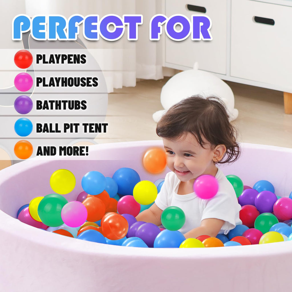 YUFUL Ball Pit Balls - 2.2 Inch Rainbow Multicolor BPA-Free Crush-Resistant Non-Toxic for Toddlers Kids