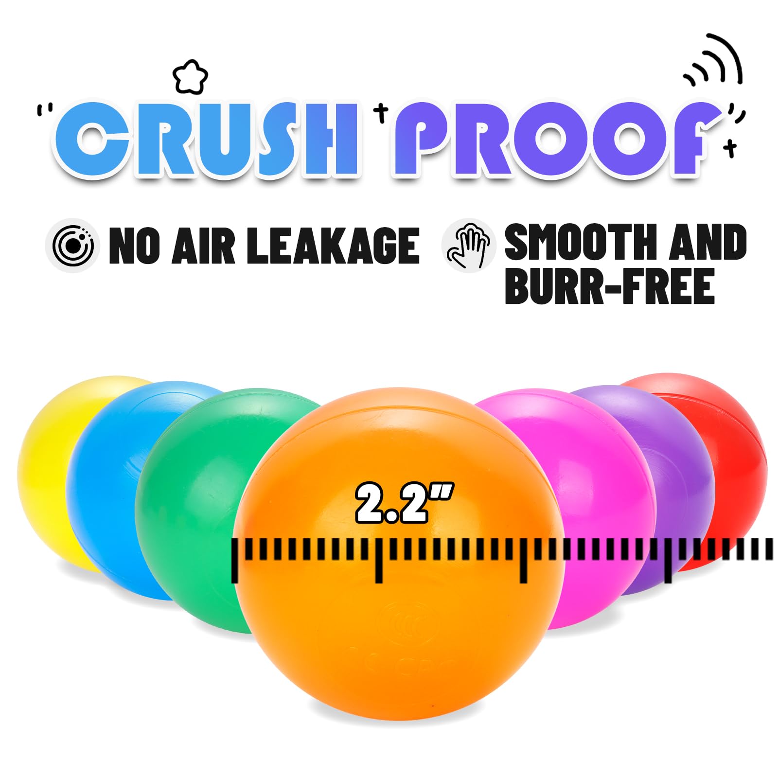 YUFUL Ball Pit Balls - 2.2 Inch Rainbow Multicolor BPA-Free Crush-Resistant Non-Toxic for Toddlers Kids