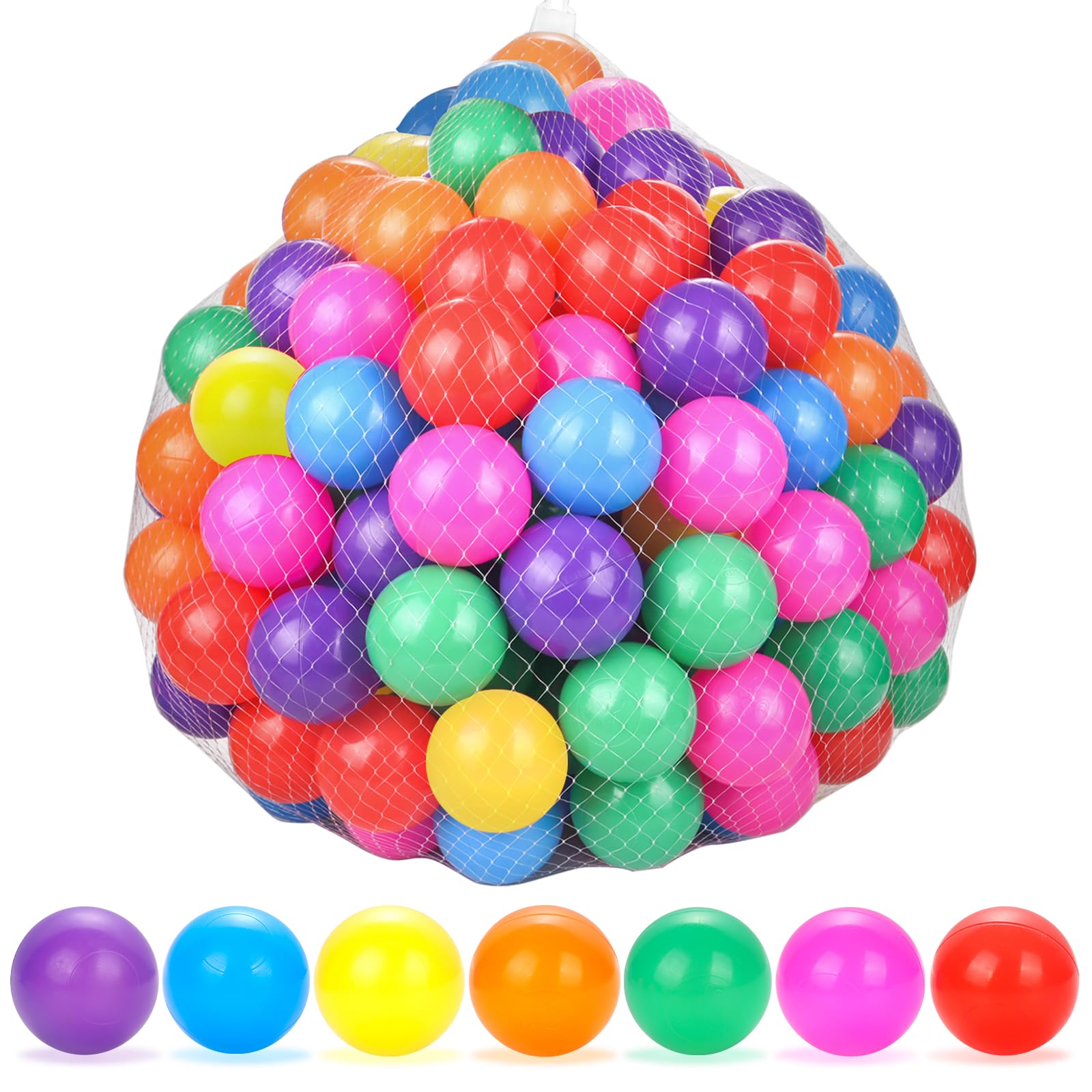 YUFUL Ball Pit Balls - 2.2 Inch Rainbow Multicolor BPA-Free Crush-Resistant Non-Toxic for Toddlers Kids