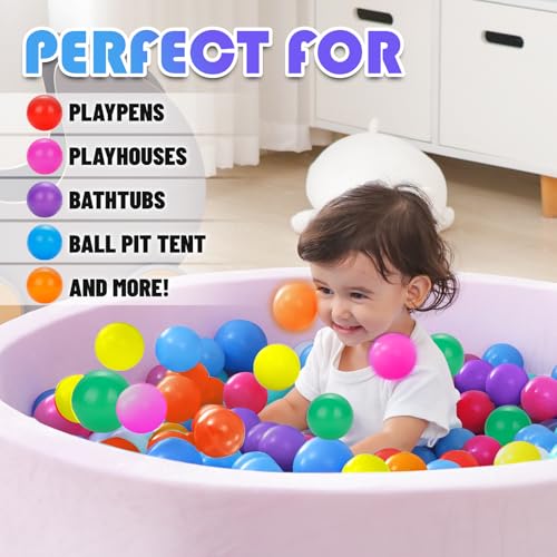 YUFUL Ball Pit Balls - 2.2 Inch Rainbow Multicolor BPA-Free Crush-Resistant Non-Toxic for Toddlers Kids