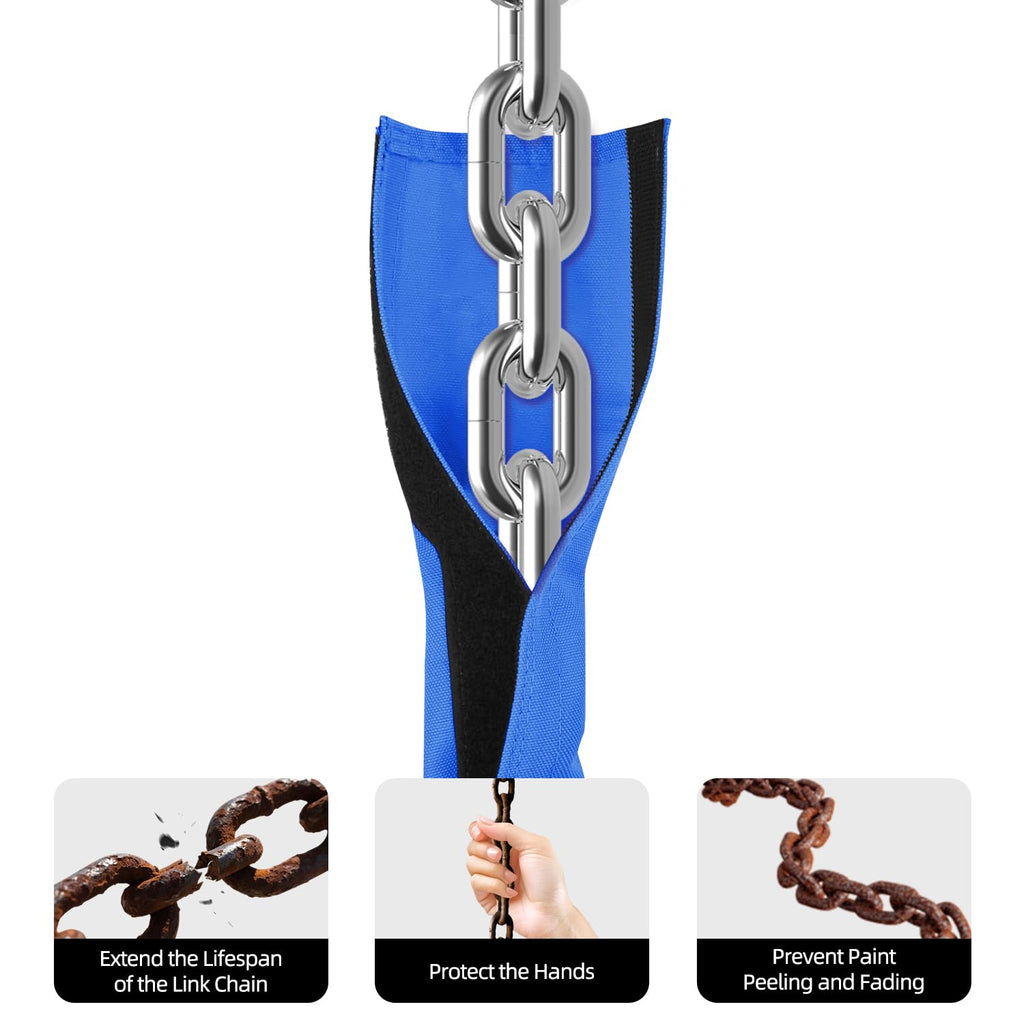 YUJIASH 2-Pack Swing Chain Covers (Blue) - 32.5x5in Velcro Chain Sleeves for Outdoor Play Sets - Protect Kids' Hands from Rust and Pinching