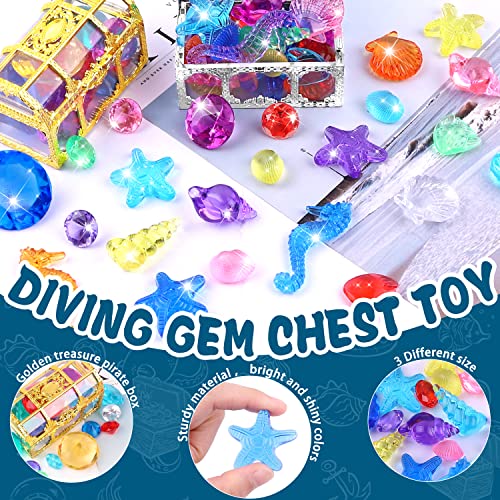 YUJUN 30-Piece Colorful Diving Gem Pool Toys with Treasure Chests