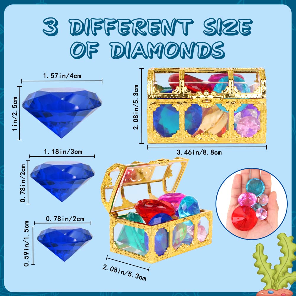 YUJUN 30-Piece Colorful Diving Gem Pool Toys with Treasure Chests
