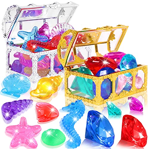 YUJUN 30-Piece Colorful Diving Gem Pool Toys with Treasure Chests