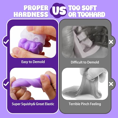 YumCraft Liquid Silicone Squishy Kit – 7oz 1:1 AB Ratio, Cat Paw Mold, Flocking Powder, Stress Relief DIY Craft