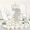 Yumiche Pearl White Double Stuffed Balloon Arch Kit – 74 Balloons with Pearl Stickers for Weddings, Bridal Showers & Birthday Parties