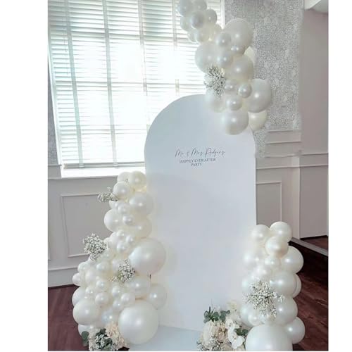 Yumiche Pearl White Double Stuffed Balloon Arch Kit – 74 Balloons with Pearl Stickers for Weddings, Bridal Showers & Birthday Parties