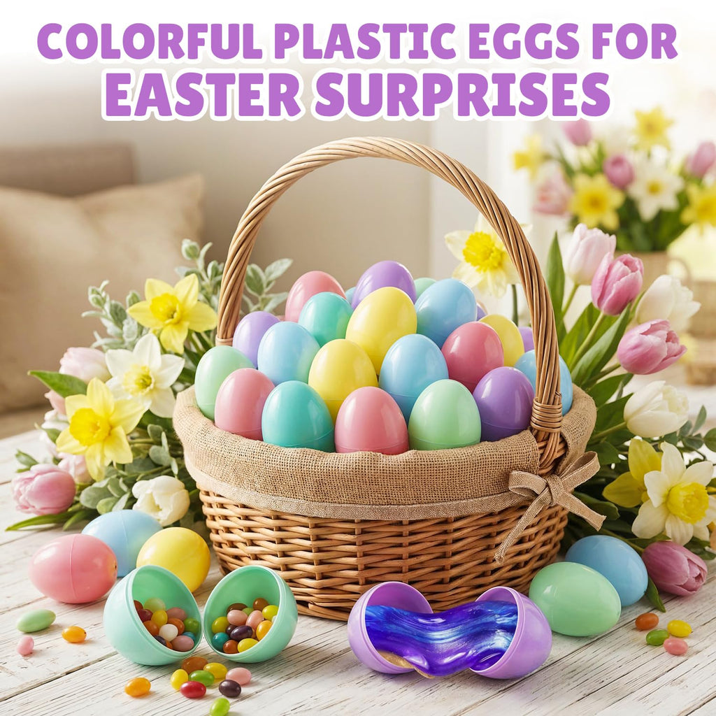 Yumzo 24-Pack Fillable Plastic Eggs for Easter Egg Hunts - Pastel Colors, Snap Closure, 2.3 x 1.5 Inches