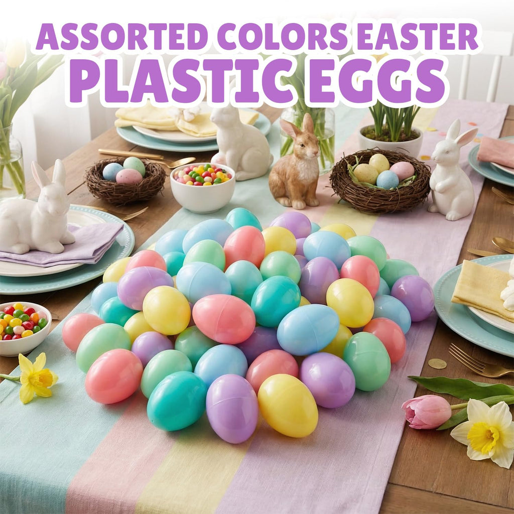 Yumzo 24-Pack Fillable Plastic Eggs for Easter Egg Hunts - Pastel Colors, Snap Closure, 2.3 x 1.5 Inches