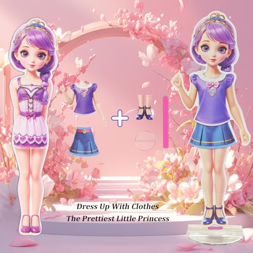 Yuzee Magnetic Dress Up Paper Doll with 33 Pieces and 3D Scenes for Girls Ages 4-7