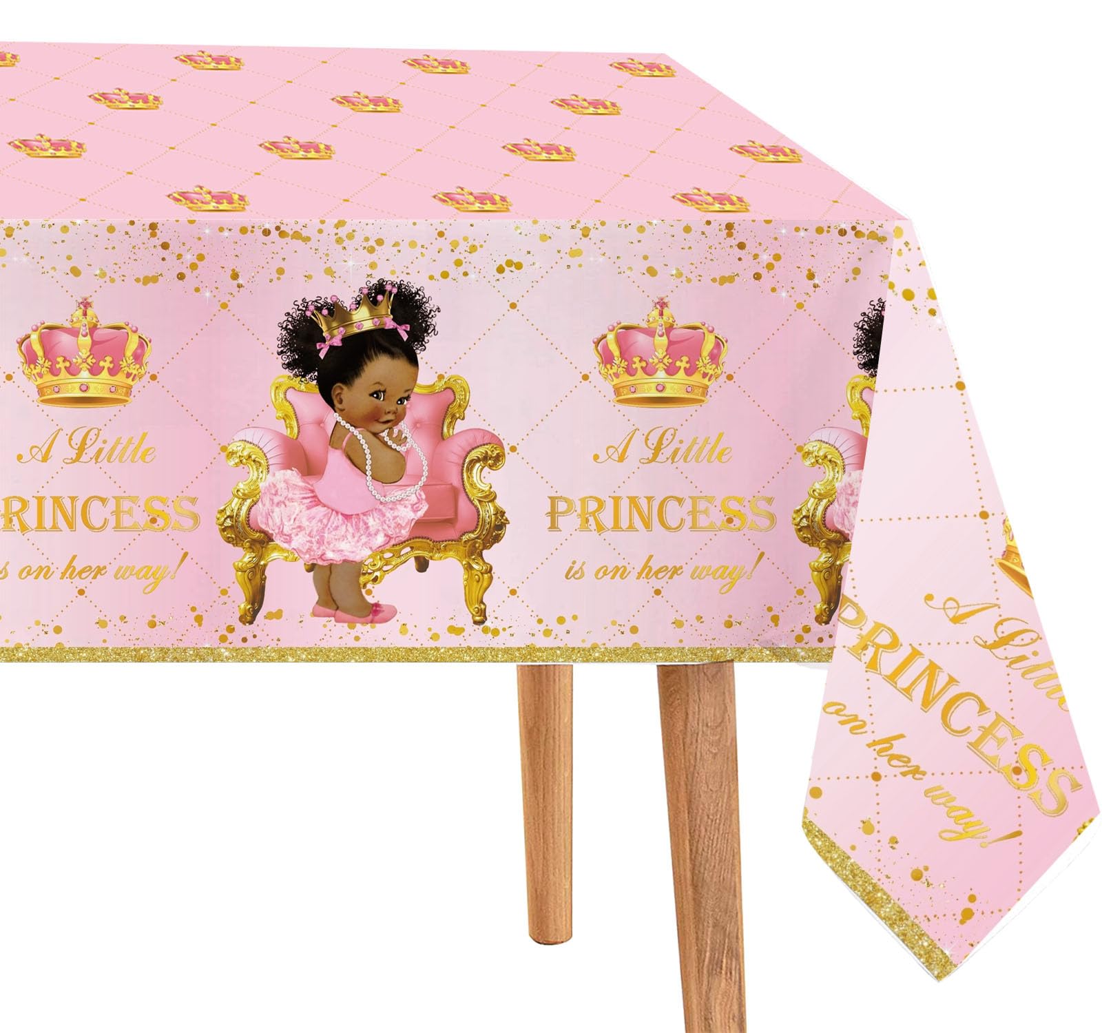 Yuzioey 3-Pack Royal Pink Princess Tablecloths – 108" x 54" Rectangle Waterproof PEVA Baby Shower Decorations