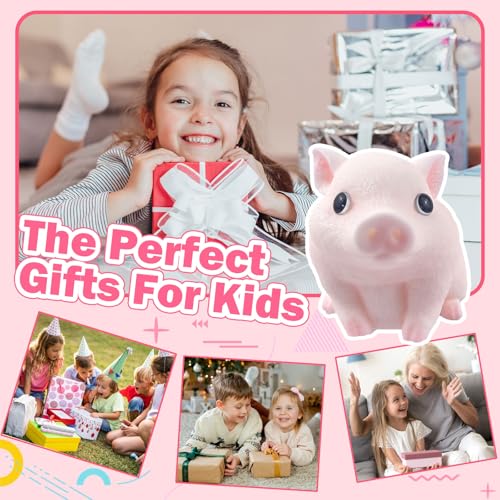 YVBBHE Big Hand Painted Pig Squishy Toy - Pink Large Ultra Soft Squeeze Fidget Toy for Stress Relief
