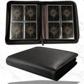 YWJOREKA 4-Pocket Toploader Binder – Holds 128 Cards, Black PU Leather Album for Sports & Trading Cards