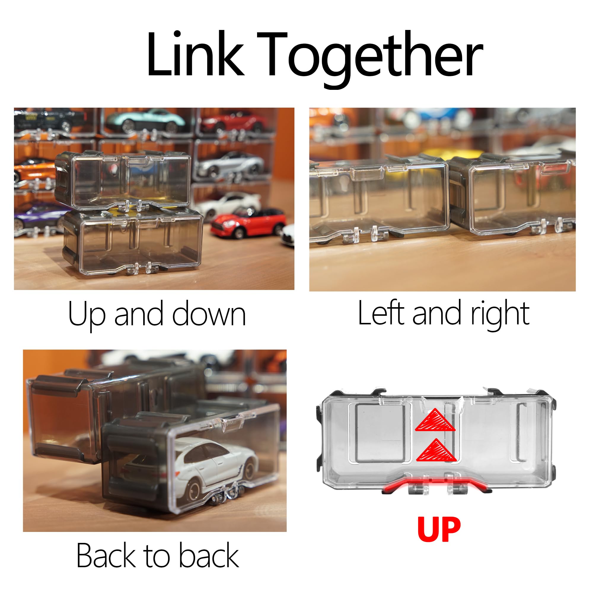 YYDS 10-Pack Interlocking 1/64 Scale Toy Car Display Cases – Dustproof Plastic Storage for Hot Wheels, Matchbox & Mini Cars (Black)