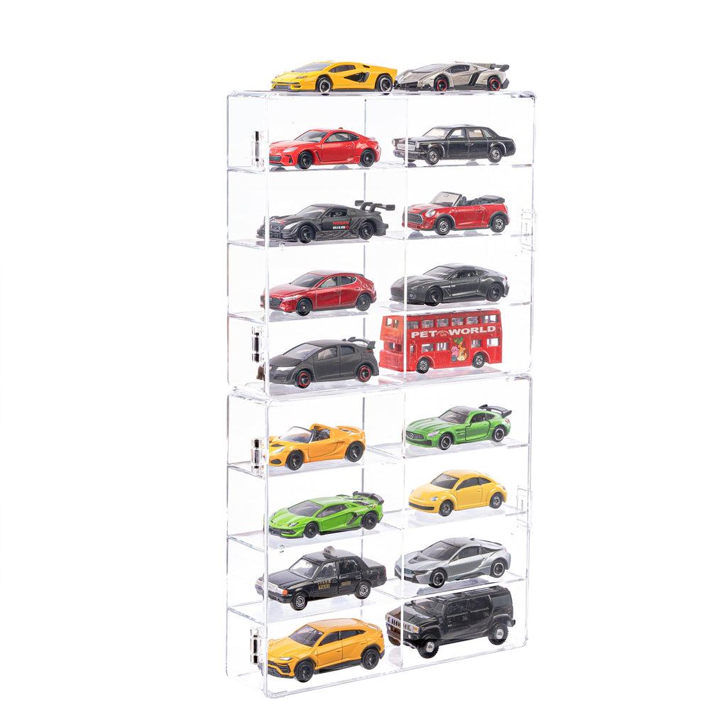 YYDS Acrylic Display Case for 1/64 Scale Toy Cars – Holds 8 Cars per Case, Stackable & Dustproof