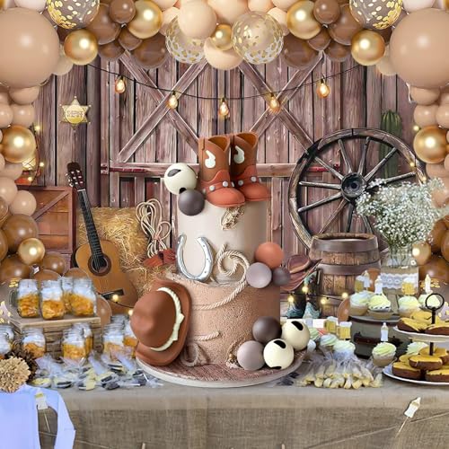 Zafena 16-Piece Cowboy Cake Topper Set – Hat, Boots & Ball Decorations for Western Parties