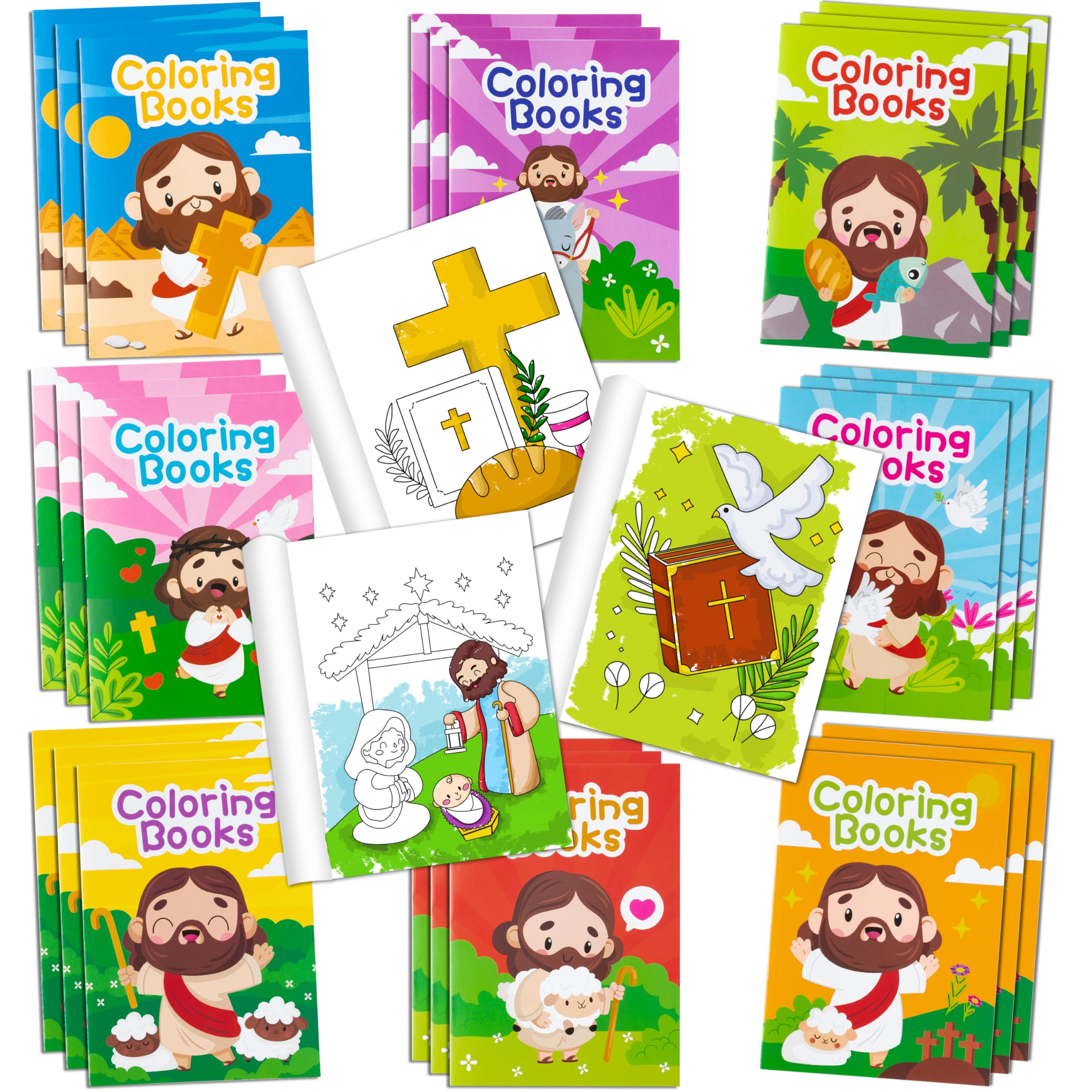 Zainpe 24-Piece Bible Coloring Books for Kids – 8 Designs, Noah's Ark & Jesus, Party Favors & Sunday School