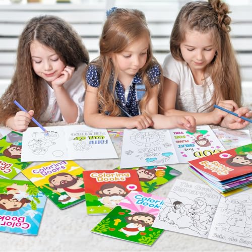 Zainpe 24-Piece Bible Coloring Books for Kids – 8 Designs, Noah's Ark & Jesus, Party Favors & Sunday School