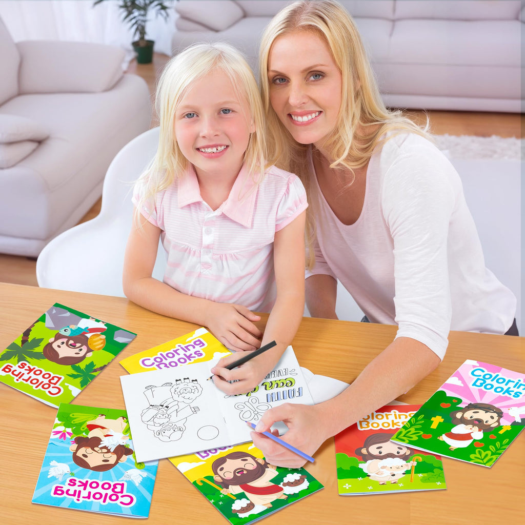 Zainpe 24-Piece Bible Coloring Books for Kids – 8 Designs, Noah's Ark & Jesus, Party Favors & Sunday School
