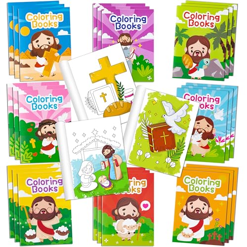 Zainpe 24-Piece Bible Coloring Books for Kids – 8 Designs, Noah's Ark & Jesus, Party Favors & Sunday School