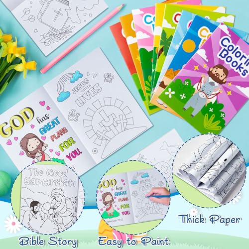 Zainpe 24-Piece Bible Coloring Books for Kids – 8 Designs, Noah's Ark & Jesus, Party Favors & Sunday School