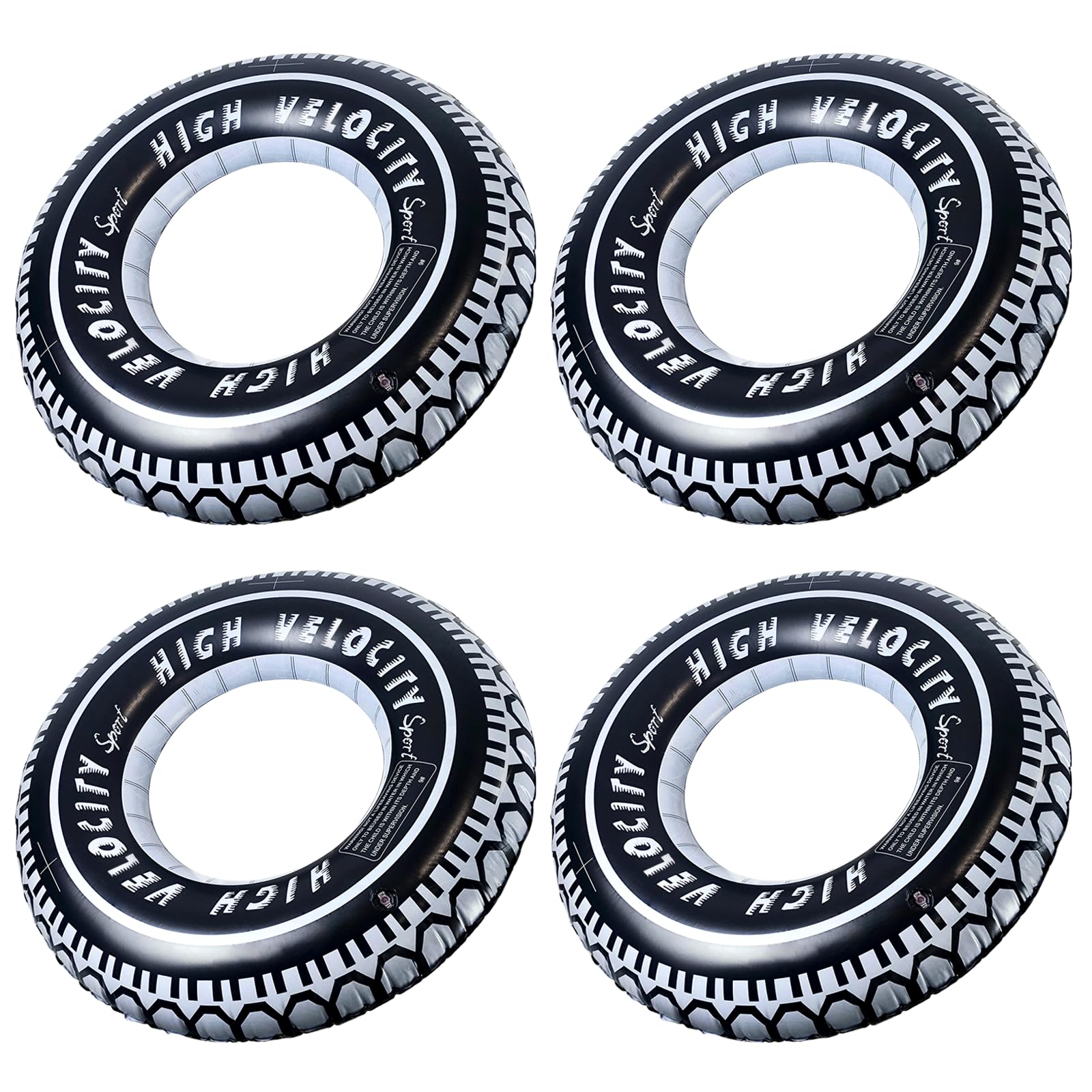 Zaruatu Inflatable Tire Pool Float - 4 Pack Giant 24-Inch Tubes for Adults, Summer Pool Fun