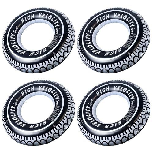 Zaruatu Inflatable Tire Pool Float - 4 Pack Giant 24-Inch Tubes for Adults, Summer Pool Fun