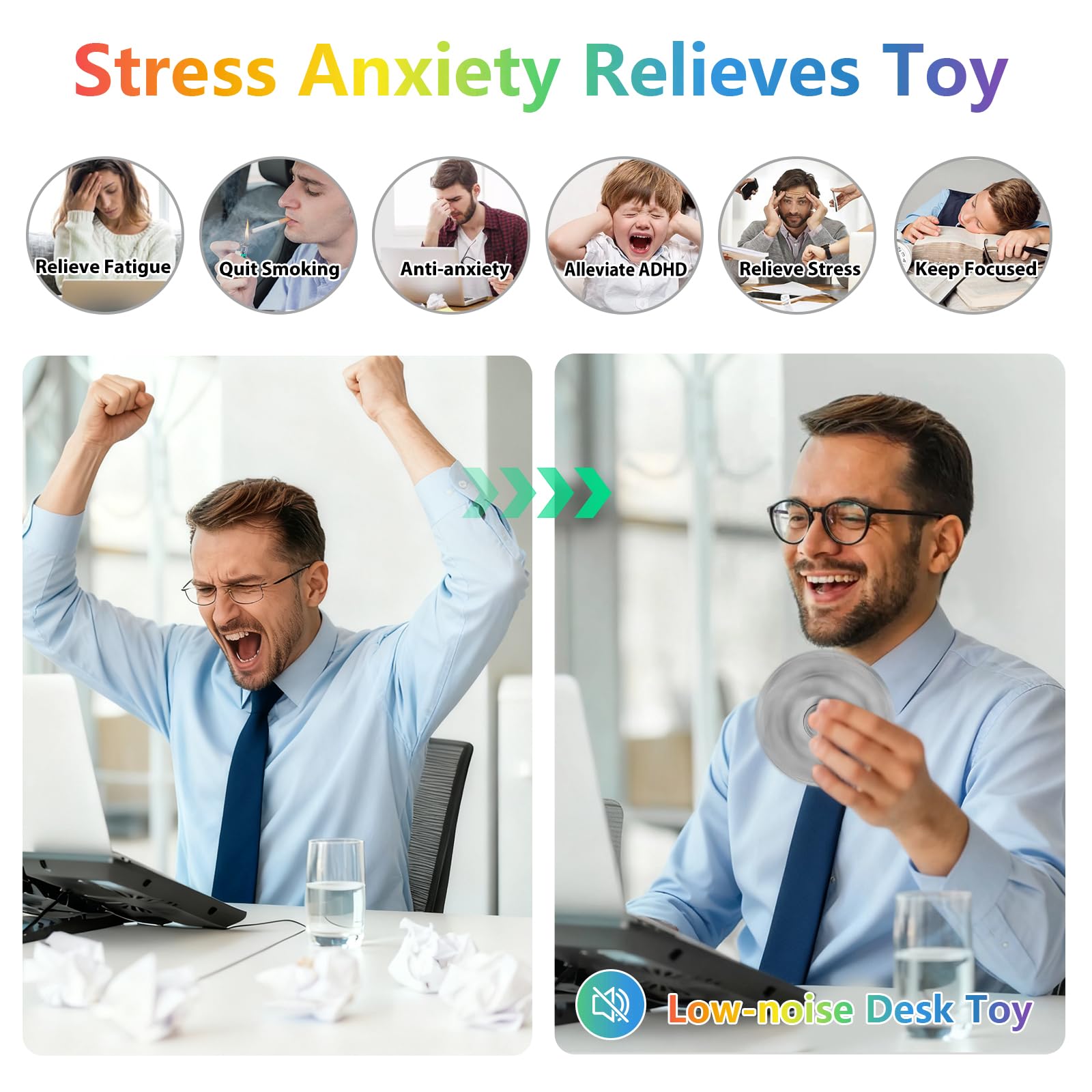 ZCDXDP Metal Silent Fidget Spinner – 3-8 Min Spin, Stress Relief Desk Toy for Adults