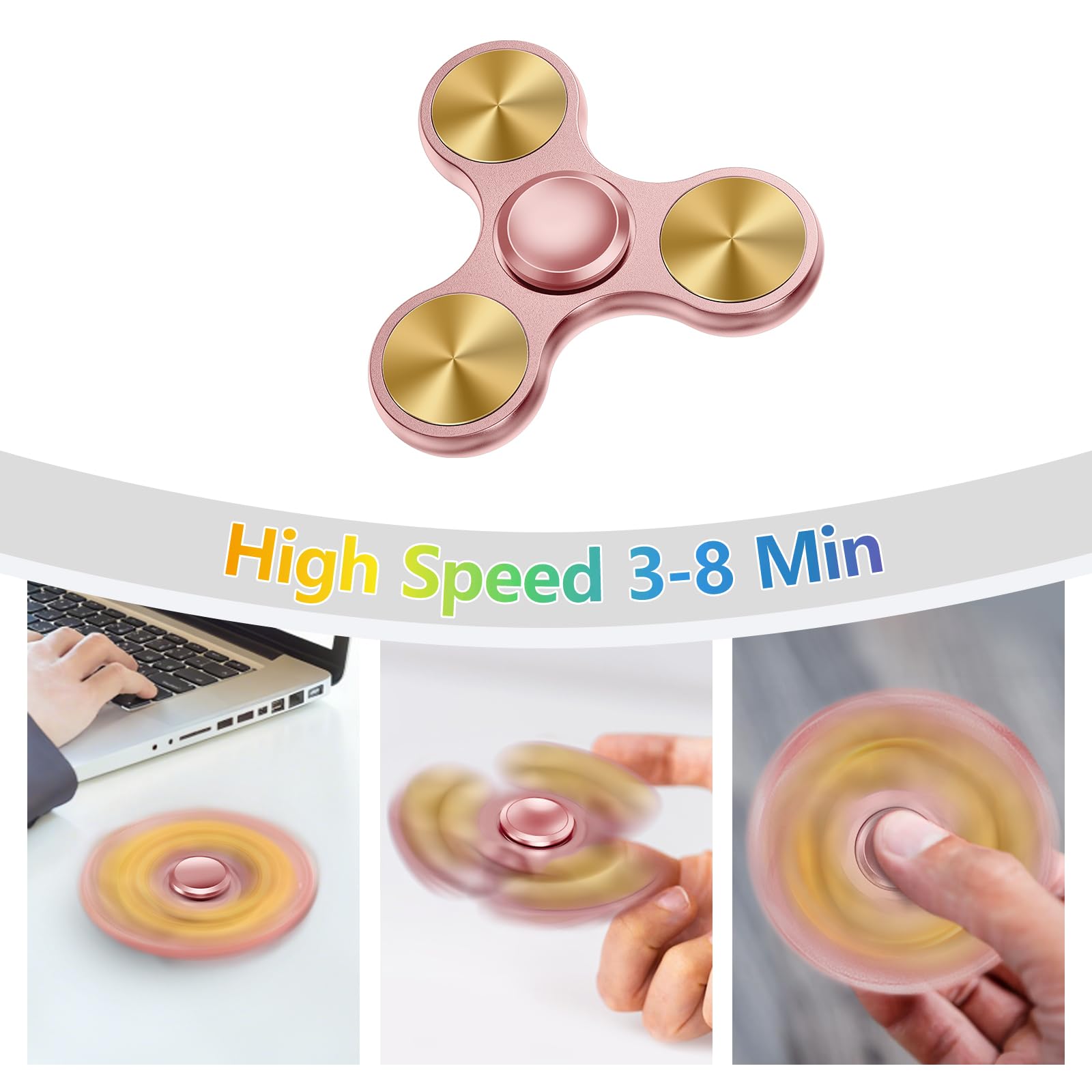 ZCDXDP Metal Silent Fidget Spinner – Durable, 3-8 Min Spin, Stress & Anxiety Relief Toy for Adults & Kids