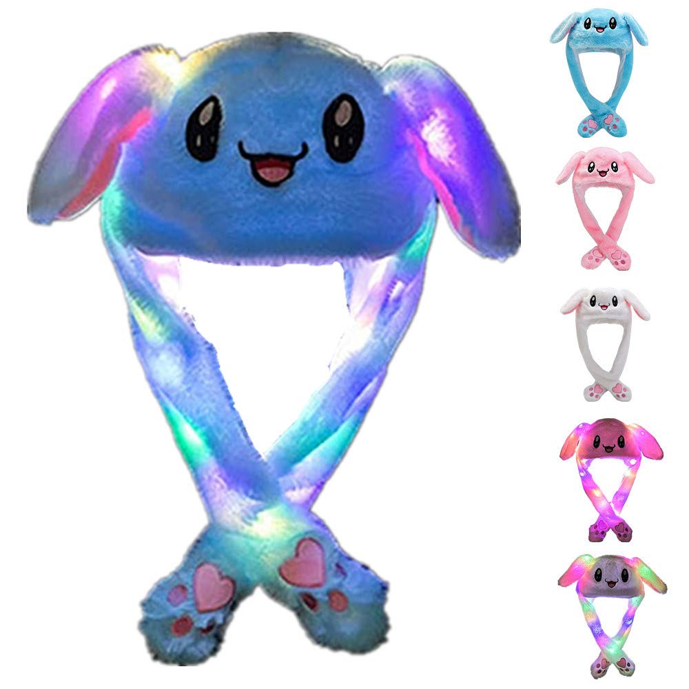 ZCINT Bunny Hat with Moving Ears and LED Lights - Funny Plush Rabbit Hat for Parties and Cosplay