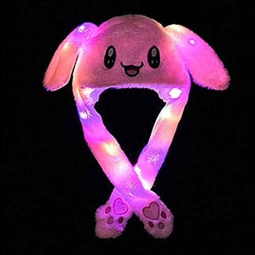 ZCINT Funny Plush Bunny Hat with Moving Ears and LED Lights – One Size for Adults and Kids