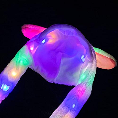 ZCINT Funny Plush Bunny Hat with Moving Ears and LED Lights – One Size for Adults and Kids