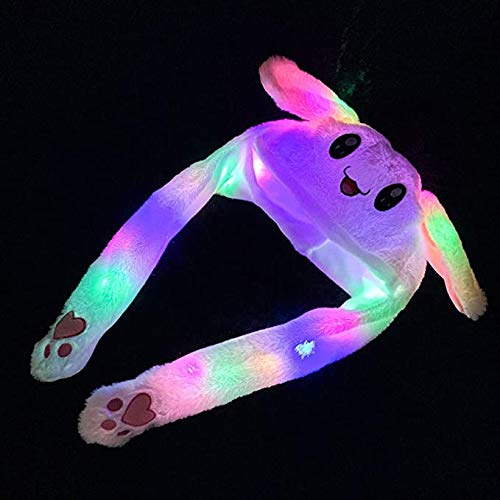ZCINT Plush Bunny Hat with Moving Ears – LED Light-up Rabbit Ear Headband for Parties and Cosplay