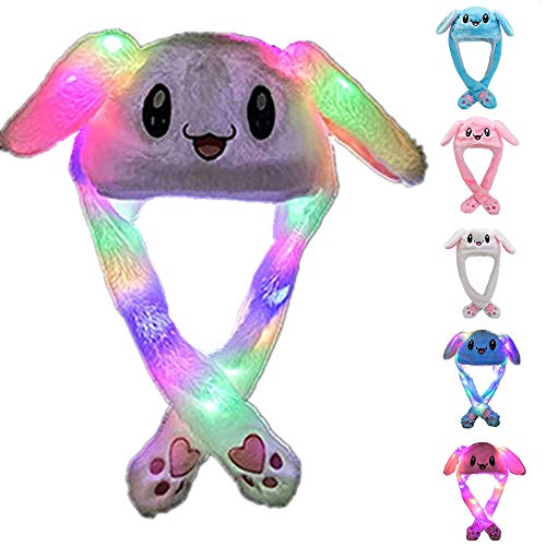 ZCINT Plush Bunny Hat with Moving Ears – LED Light-up Rabbit Ear Headband for Parties and Cosplay