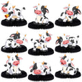 ZCPTZ 9-Piece Cow Honeycomb Centerpieces Set - Farm Animal Table Decorations for Party
