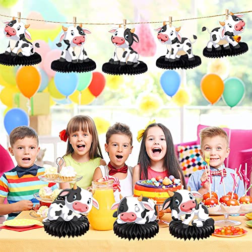 ZCPTZ 9-Piece Cow Honeycomb Centerpieces Set - Farm Animal Table Decorations for Party