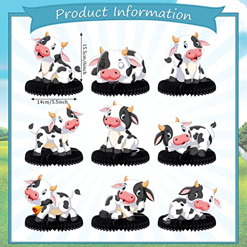 ZCPTZ 9-Piece Cow Honeycomb Centerpieces Set - Farm Animal Table Decorations for Party