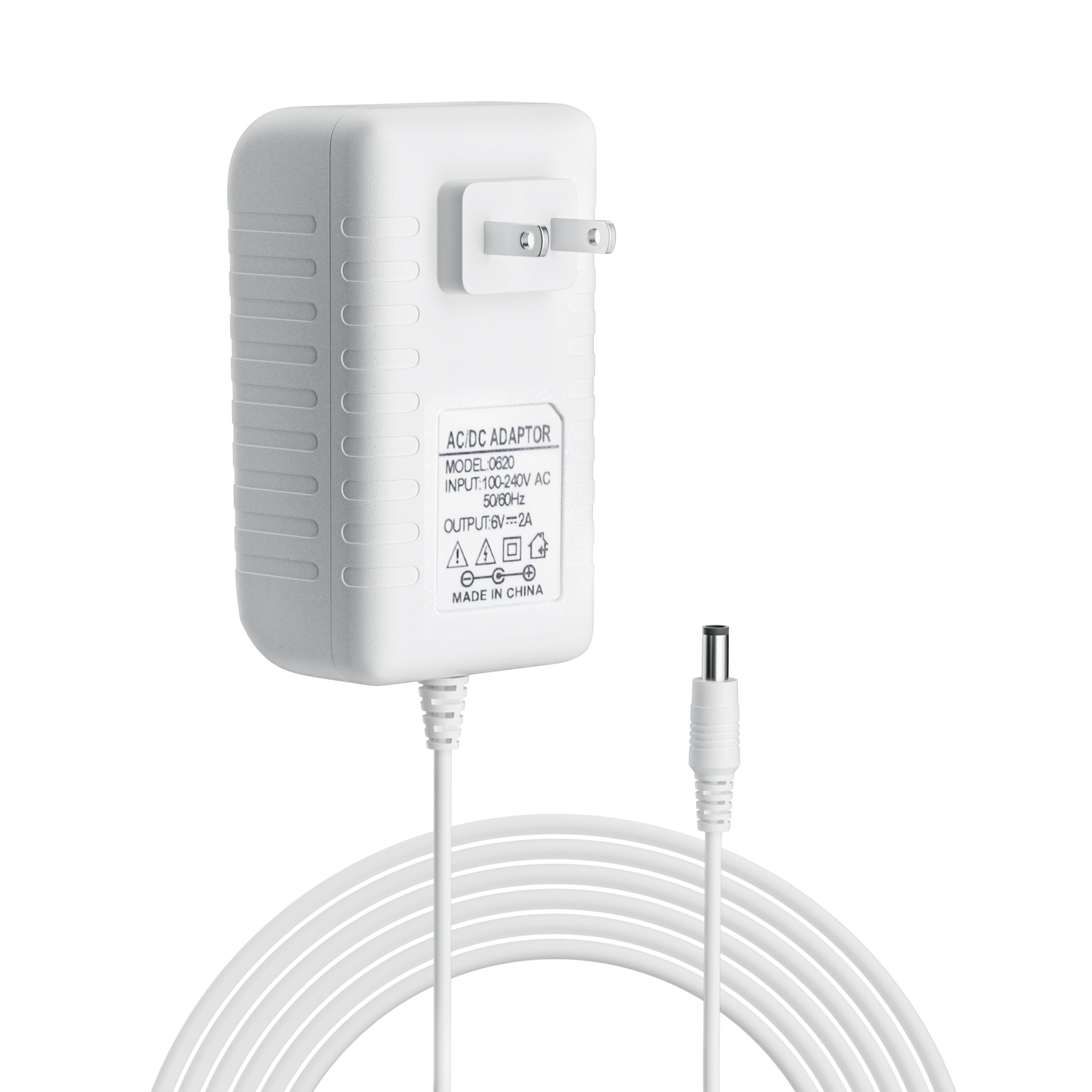 ZDZQFC 10ft Baby Swing Power Cord – 6V 2A Replacement Adapter for Fisher Price, Graco, Ingenuity & More (White)