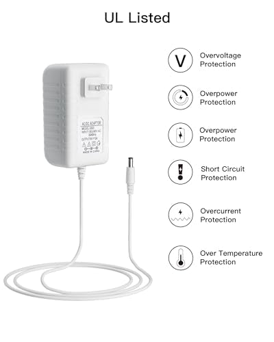 ZDZQFC 10ft Baby Swing Power Cord – 6V 2A Replacement Adapter for Fisher Price, Graco, Ingenuity & More (White)