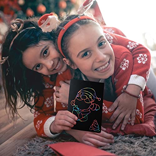 ZEAYEA 200-Piece Scratch Art Paper Set – 200 Sheets, 10 Styluses, 8 Stencils – Safe & Fun for Kids Ages 3+
