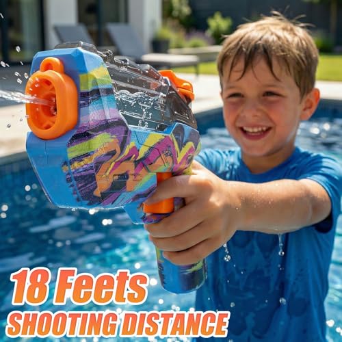 ZEBNYYA 4 Pack Water Gun Set - Colorful Squirt Guns with Trigger, Long Range Water Blasters for Outdoor Play, Pool, Beach, Summer Party
