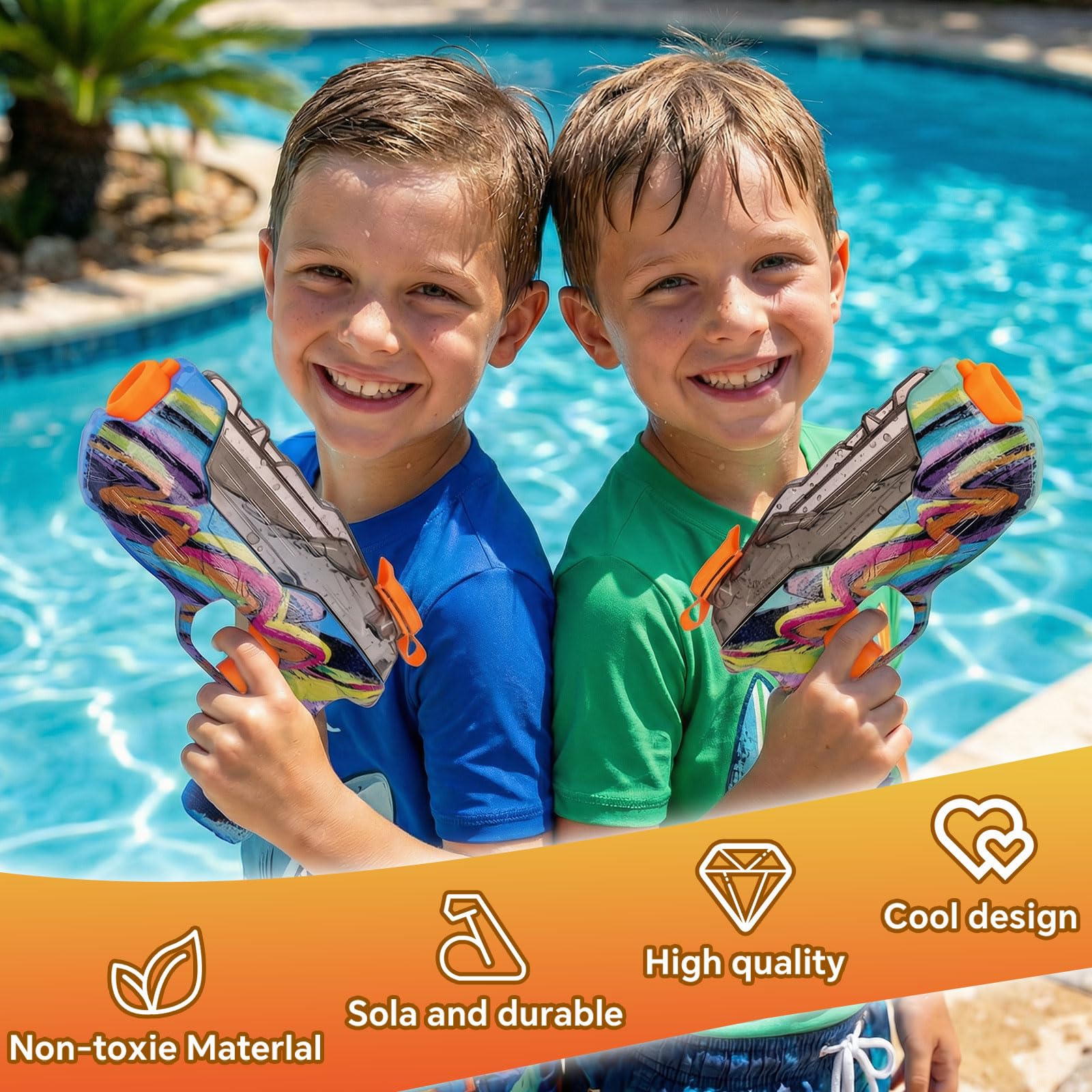 ZEBNYYA 4 Pack Water Gun Set – Colorful Squirt Guns with Trigger, Long Range, See-Through Tank for Outdoor Summer Fun