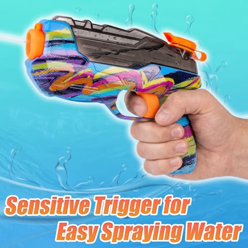ZEBNYYA 4 Pack Water Gun Set – Colorful Squirt Guns with Trigger, Long Range, See-Through Tank for Outdoor Summer Fun