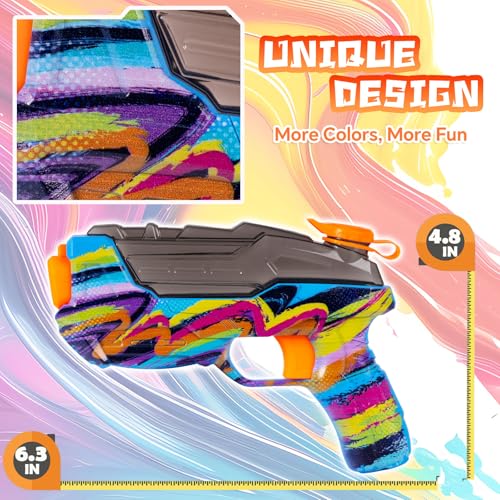 ZEBNYYA 4 Pack Water Gun Set – Colorful Squirt Guns with Trigger, Long Range, See-Through Tank for Outdoor Summer Fun