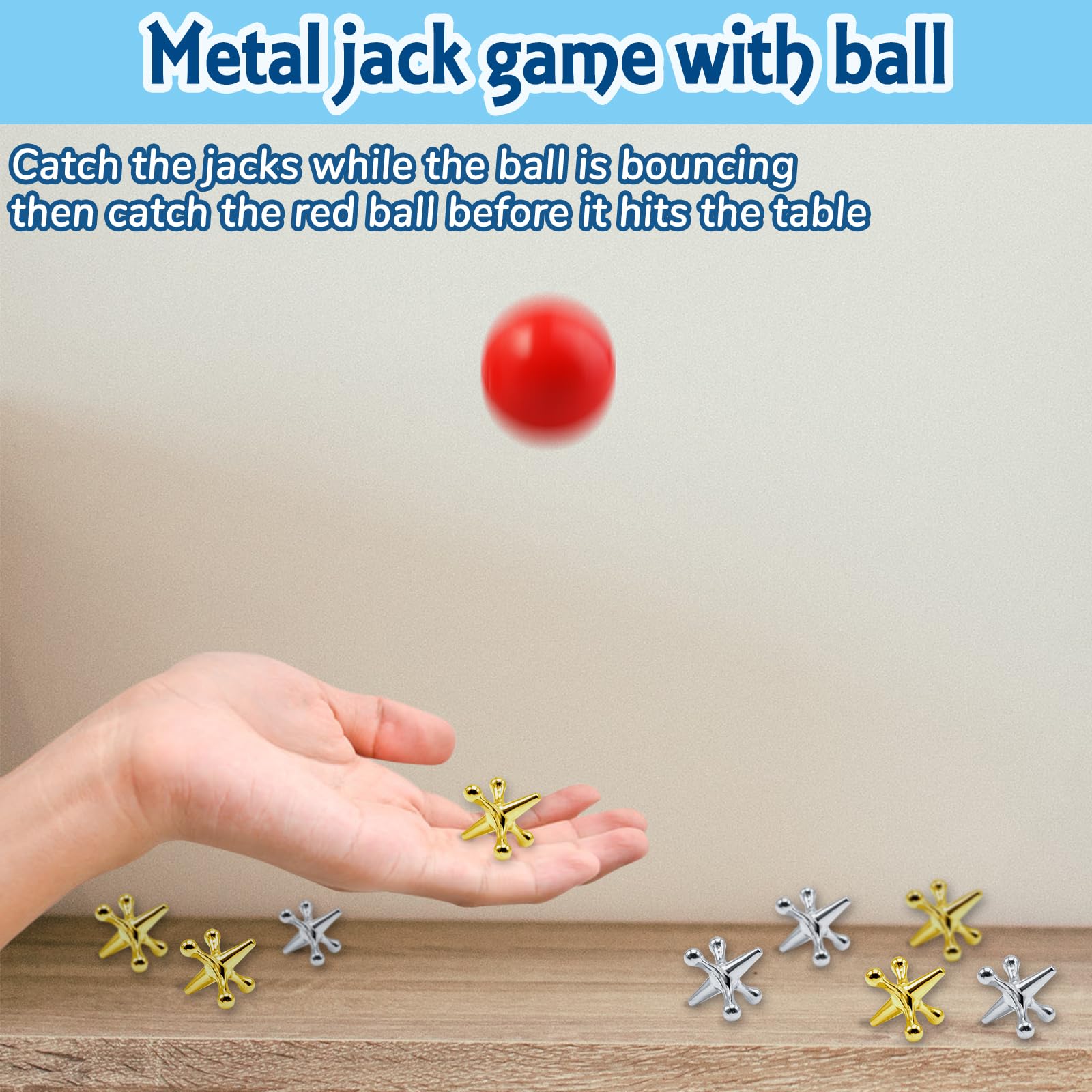 ZeeDix 3 Sets Jacks and Pick Up Sticks Game – 180 Sticks, 30 Metal Jax, 3 Balls for Family Fun