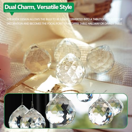ZEERSHEE 30mm K9 Crystal Ball Prisms – 12-Pack of Clear Faceted Suncatchers for Weddings, DIY, and Home Decor