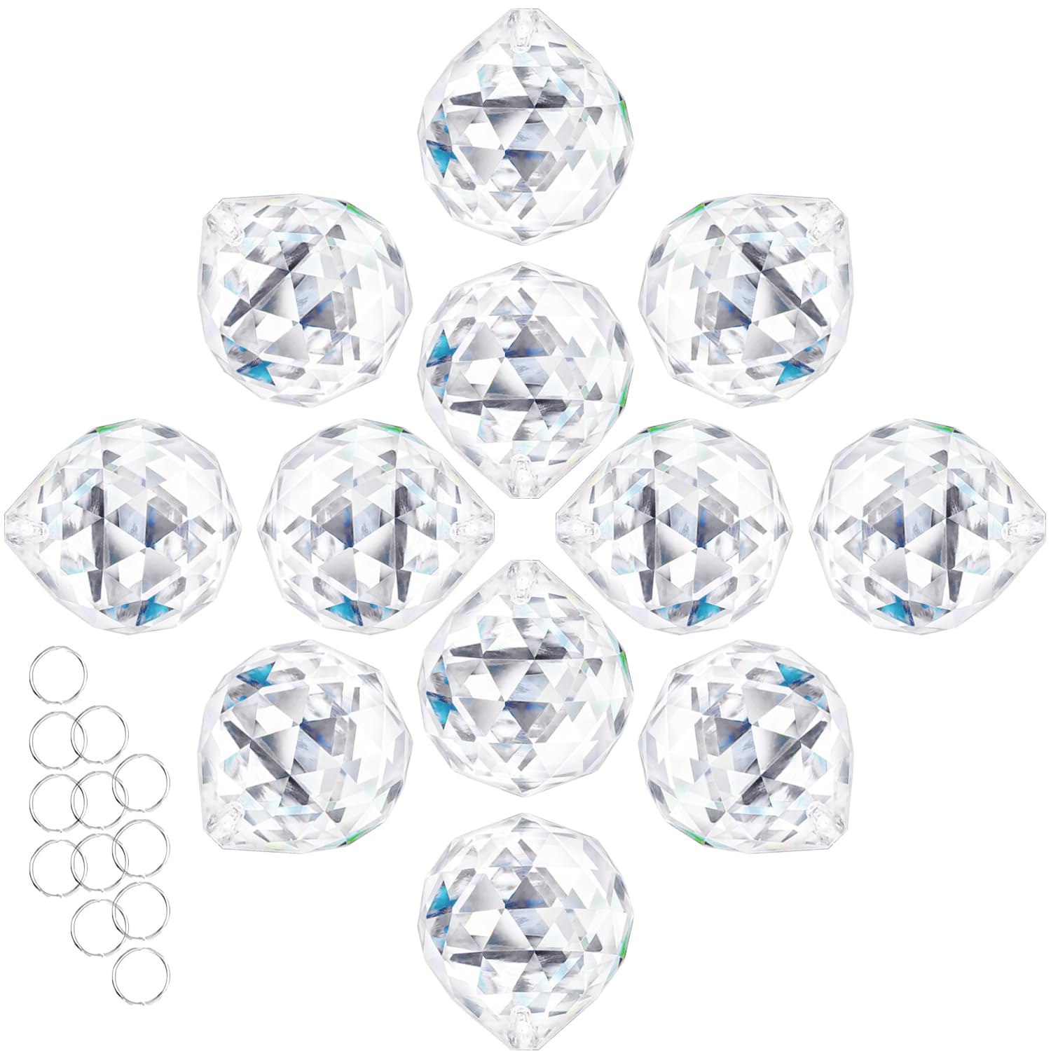 ZEERSHEE 30mm K9 Crystal Ball Prisms – 12-Pack of Clear Faceted Suncatchers for Weddings, DIY, and Home Decor