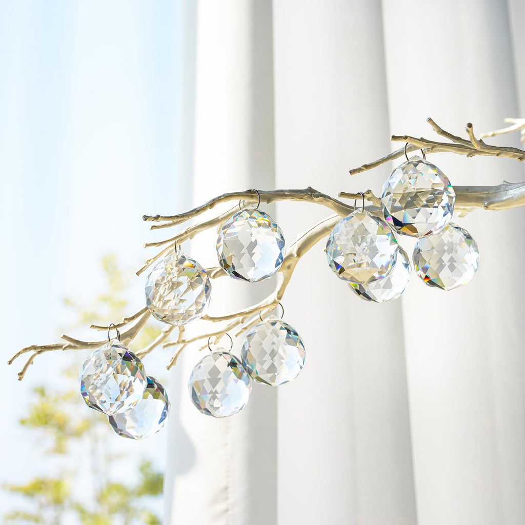 ZEERSHEE 30mm K9 Crystal Ball Prisms – 12-Pack of Clear Faceted Suncatchers for Weddings, DIY, and Home Decor