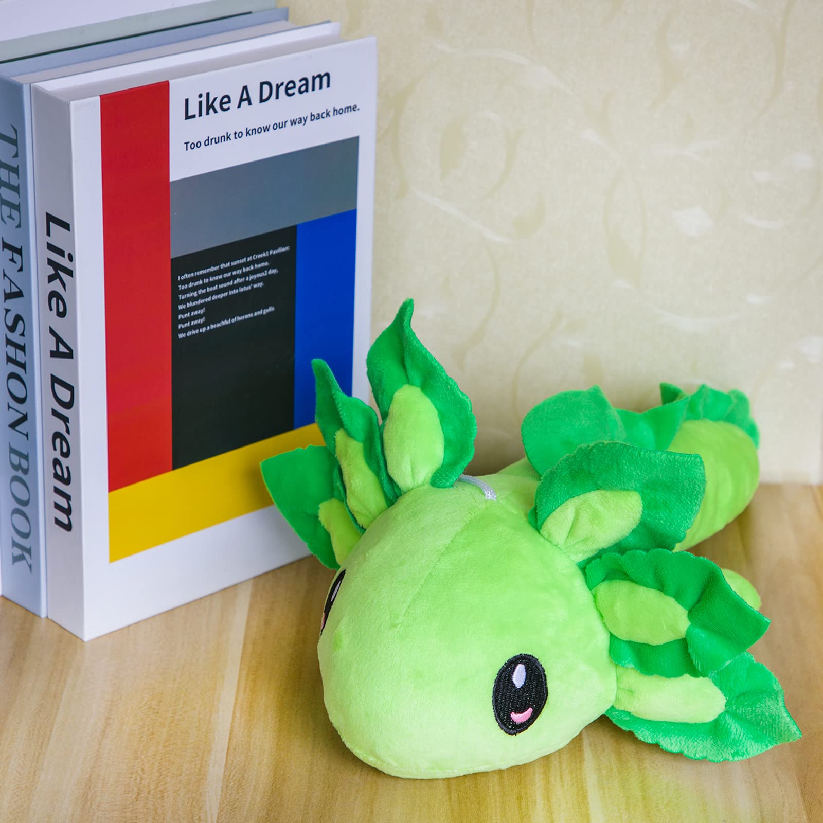 ZEKLZD 14-Inch Green Axolotl Plush Toy – Soft Stuffed Animal for Kids and Fans