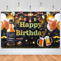 ZELARO Whiskey Birthday Banner - Aged to Perfection Backdrop for Men's Party, 70.8x43.3 Inch Polyester